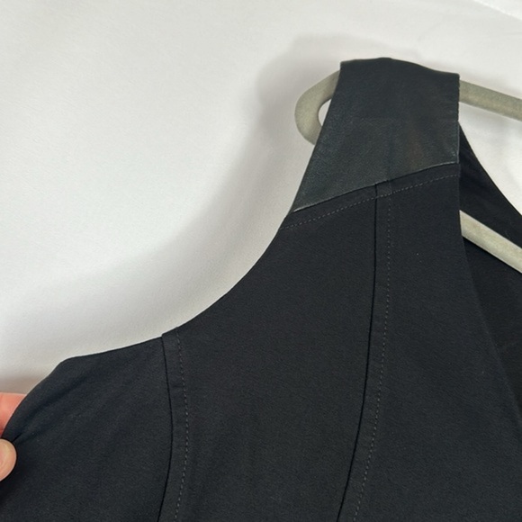 Michel Studio Black Dress with Faux Leather Detail - Picture 3 of 10